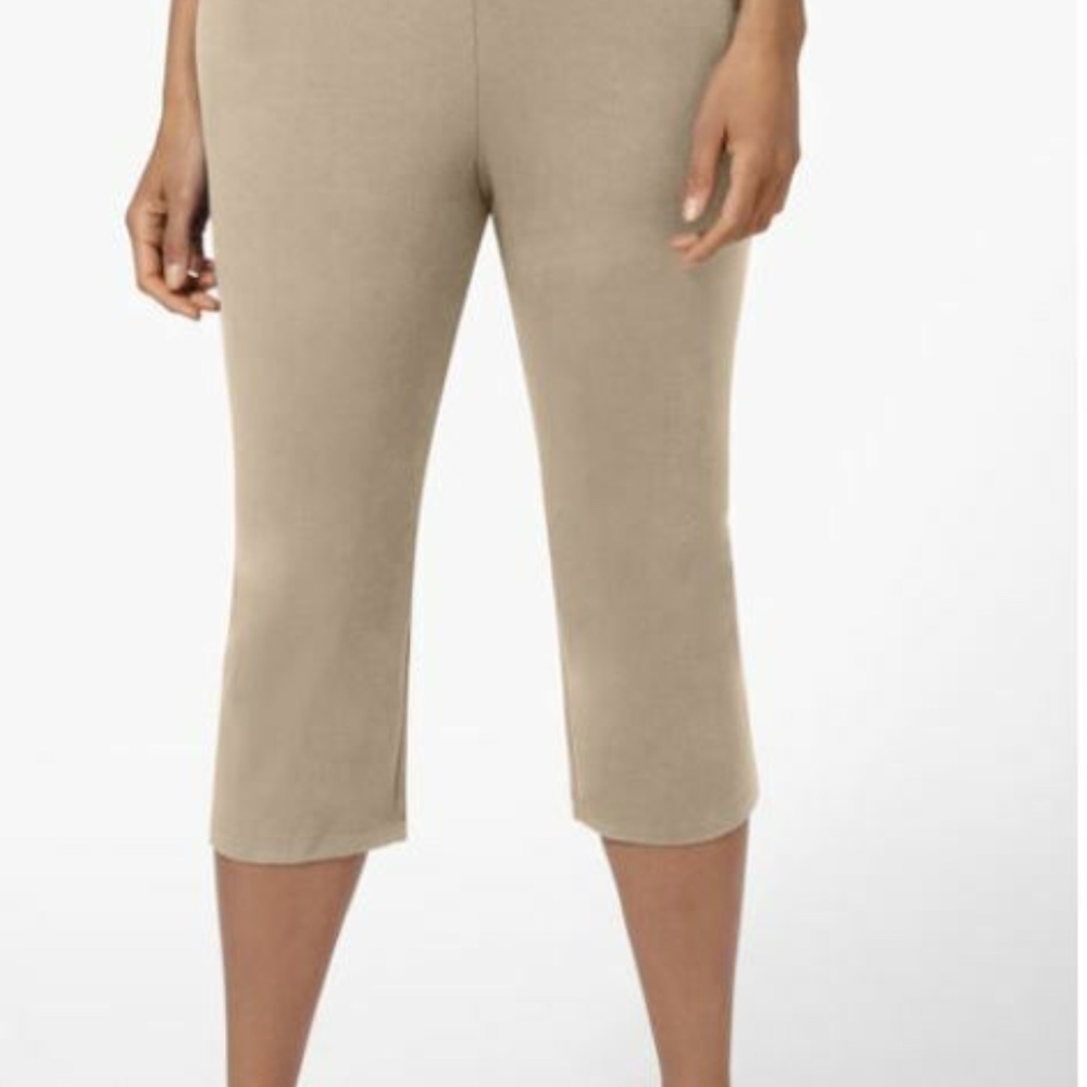CATHERINES  WOMEN PLUS SIZE 2x PETITE SUPREMA CAPRI PANTS BEIGE…